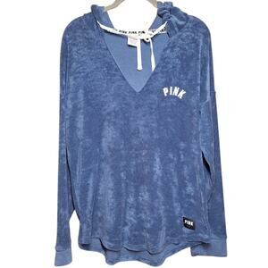 Victoria secret Pink Terry cloth v neck hoodie long sleeve top soft oversized